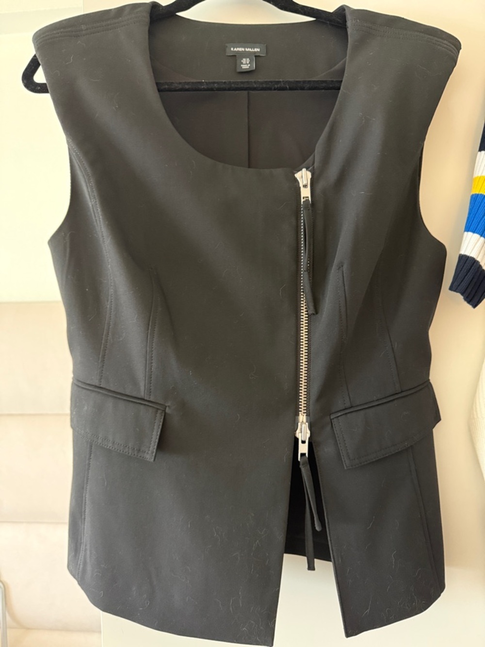 Karen Millen Black Asymmetrical Zip Vest - Never Worn! US10